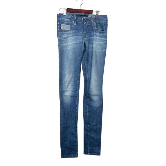 Diesel Super Slim Skinny Low Waist W 23 L 32 Faded Denim Biker Tall Grupee - Picture 1 of 14